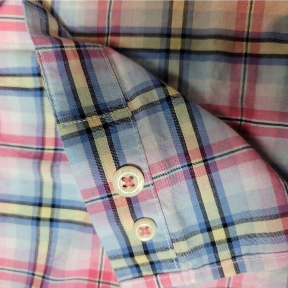 Peter Millar Men's Size Xl  Short Sleeve Multicolor Pink  Checked Plaid Shirt - Picture 7 of 11